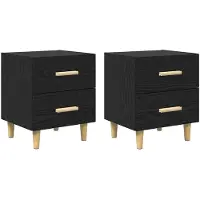 vidaXL Armoire de lit avec tiroir 2 pcs Chêne noir 40 x 35 x 47.5 cm