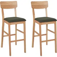 Beliani Lot de 2 tabourets de bar vert sièges rembourrés tabourets hauts en bois caoutchouc clair