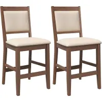 vidaXL Tabouret de bar avec coussin 2 pcs. Brun bois massif hévéa