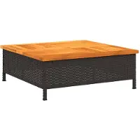 vidaXL Table de jardin noire 70x70x25 cm rotin et acacia