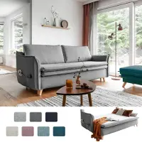 Miuform Charming Charlie Slim - Canapé avec fonction lit et coffre de lit - 225x90cm - Gris - Canapé-lit 3 places