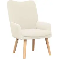 vidaXL Fauteuil Crème 63 x 67 x 94 cm Mouton et contreplaqué