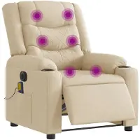 vidaXL Fauteuil de massage électrique Crème Tissu
