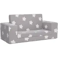 vidaXL Canapé-lit pour enfants 2 places gris clair avec étoiles Peluche douce