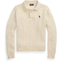 Ralph Lauren pour femme. 211972132001 Polo en laine et cachemire beige (L), Blanc, Casuel, Manche longue