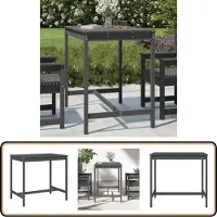 The Living Store Table de jardin Gris 121x82,5x110 cm Pin massif