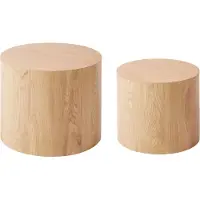 Beliani Ensemble de 2 tables basses marron clair MDF forme ronde différentes tailles salon moderne style Japandi