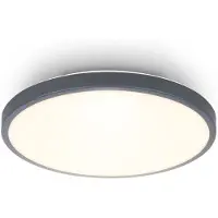 Briloner Competo Plafonnier LED décoratif 240mm rond 10W 1200lm 3000K lumière blanche chaude anthracite lampe plafond salon chambre cuisine couloir