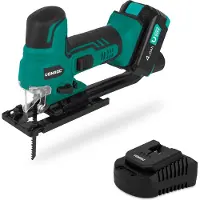Vonroc Scie sauteuse sans fil 20 V – Poignée ergonomique | Avec batterie 2,0 Ah et chargeur rapide