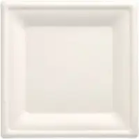 Papstar 50 assiettes, canne à sucre "pure" carrée 20 cm x 20 cm blanc