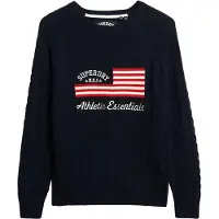 Superdry Slouchy Cable Flag Sweater Bleu M Femme