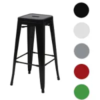 Mendler Tabouret de bar HWC-A73, chaise de comptoir, métal, empilable, design industriel noir