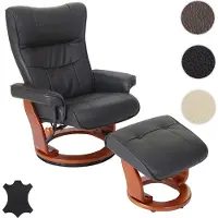 Robas Lund fauteuil relax Montrea cuir charge 130kg noir doré