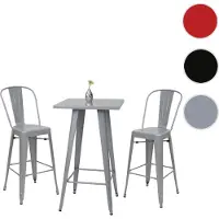 Generique Set table mange-depout e 2x tabouret de bar MENDLER HWC-A73 design industriel gris