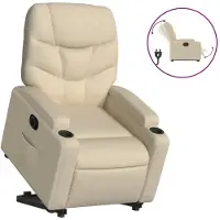 vidaXL Fauteuil relax avec releveur électrique Crème Tissu