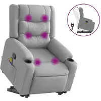 vidaXL Fauteuil de massage avec releveur Gris clair Tissu