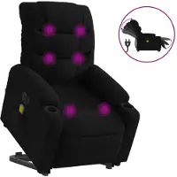 vidaXL Fauteuil de massage électrique avec releveur Noir Tissu