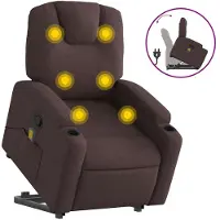 vidaXL Fauteuil relax massant pour se lever 88 x 74 x 97 cm Tissu brun foncé