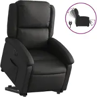 vidaXL Fauteuil relax avec releveur électrique Noir cuir véritable