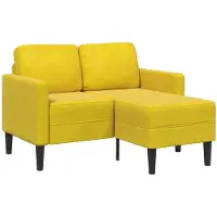 vidaXL Canapé 2 places avec chaise longue en L jaune 125 cm velours