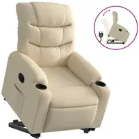 vidaXL Fauteuil relax avec releveur Crème Tissu