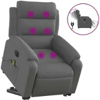 vidaXL Fauteuil de massage électrique avec releveur Tissu gris foncé