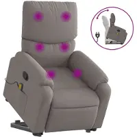 vidaXL Fauteuil de massage avec releveur Taupe Tissu