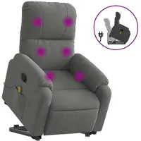 vidaXL Fauteuil de massage avec releveur Gris foncé Tissu microfibre