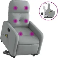 vidaXL Fauteuil de massage avec releveur Gris clair Tissu