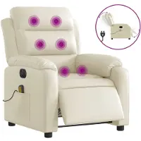 vidaXL Fauteuil de massage électrique Crème similicuir