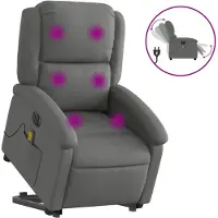 vidaXL Fauteuil de massage électrique avec releveur Tissu gris foncé