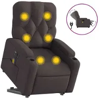 vidaXL Fauteuil de massage électrique avec releveur Tissu marron foncé