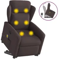 vidaXL Fauteuil de massage avec releveur Tissu marron foncé