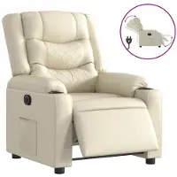 vidaXL Fauteuil relax électrique Crème similicuir