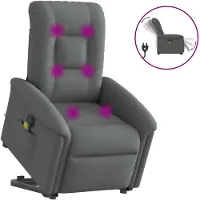 vidaXL Fauteuil de massage électrique avec releveur Tissu gris foncé