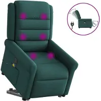 vidaXL Fauteuil de massage électrique avec releveur Tissu vert foncé