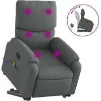 vidaXL Fauteuil de massage avec releveur Tissu gris foncé