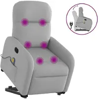 vidaXL Fauteuil de massage avec releveur Gris nuage Tissu