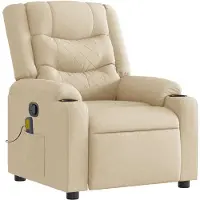 vidaXL Fauteuil de massage Crème Tissu
