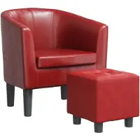 vidaXL Fauteuil avec repose-pied rouge bordeaux similicuir