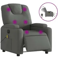 vidaXL Fauteuil de massage électrique Tissu gris foncé
