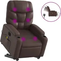 vidaXL Fauteuil de massage avec releveur électrique brun similicuir