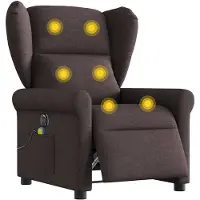 vidaXL Fauteuil de massage électrique Tissu marron foncé