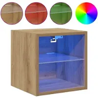 vidaXL Armoire TV murale avec lampes LED Chêne Artisan 30x28,5x30cm
