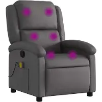 vidaXL Fauteuil de massage gris cuir véritable