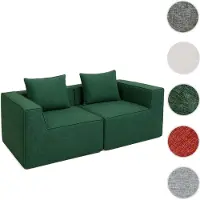 Mendler Canapé 2 places/accessoires pour canapé HWC-O54, canapé 2 places Canapé lounge, modulaire Tissu/textile (300 g/m²) 63 x 194 x 97 cm vert