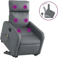 vidaXL Fauteuil de massage avec releveur Gris Similicuir
