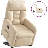 vidaXL Fauteuil relax releveur électrique Beige Tissu microfibre