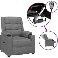 vidaXL Fauteuil relax électrique gris similicuir