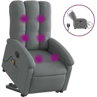 vidaXL Fauteuil de massage électrique avec releveur Tissu gris foncé